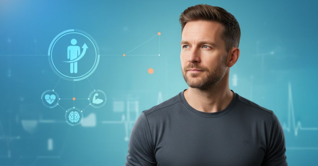 Hình ảnh cận cảnh một người đàn ông trung niên với vẻ mặt trầm tư, thể hiện những băn khoăn về sức khỏe tổng thể và đặc biệt là sinh lý nam giới khi bước sang tuổi 30.