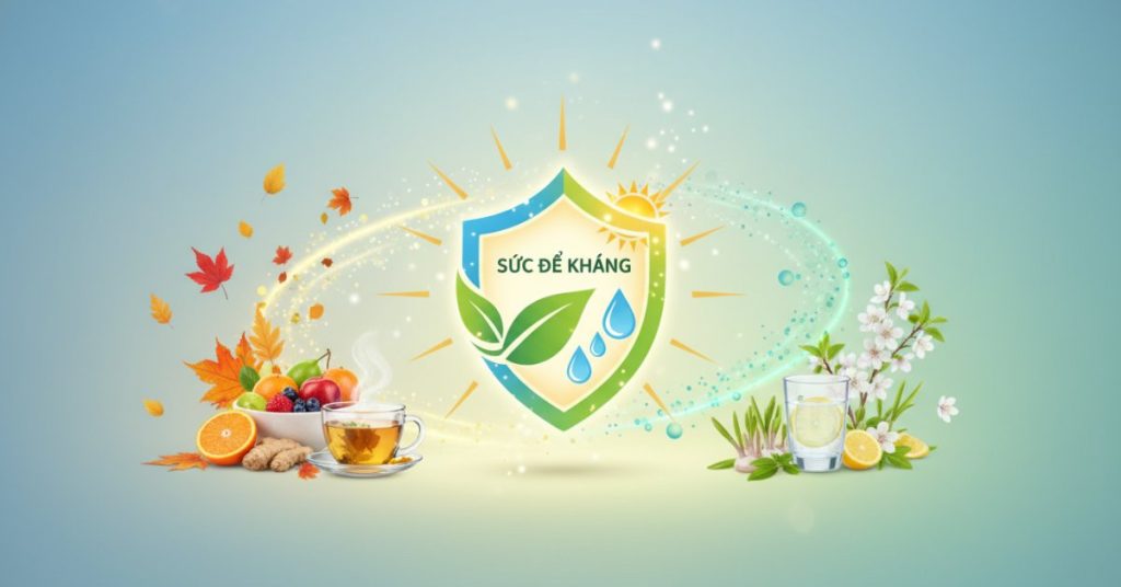 Hình ảnh minh họa các loại thực phẩm giàu vitamin như trái cây và rau củ, giúp cơ thể tăng cường sức đề kháng tự nhiên, đặc biệt hữu ích khi giao mùa.
