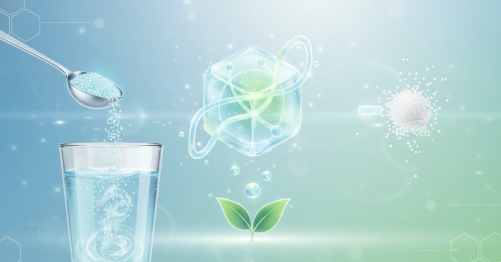 Một bàn tay đang cho chất thay thế đường ít calo vào cốc cà phê, thể hiện cách đơn giản để thay thế đường truyền thống, góp phần vào lối sống khỏe mạnh và kiểm soát lượng calo nạp vào cơ thể.