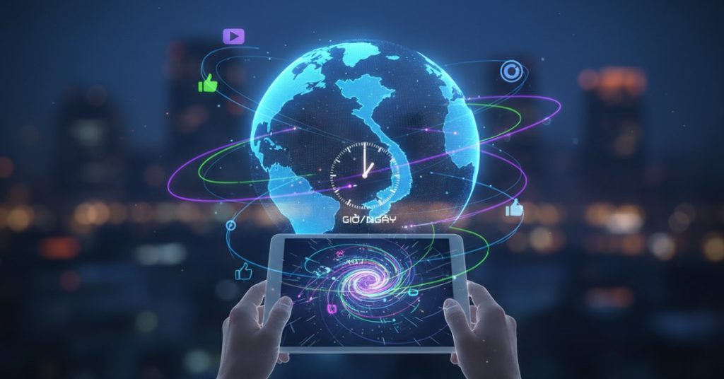 Hình ảnh một người trẻ đang tập trung Lướt mạng xã hội trên điện thoại thông minh, minh họa thói quen sử dụng mạng xã hội hàng ngày của người Việt, với thời gian trung bình lên đến 3 tiếng.